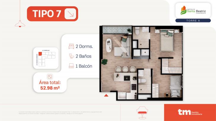 Plano del modelo 7 del proyecto Jardines de  Santa Beatriz tercera etapa en Cercado De Lima