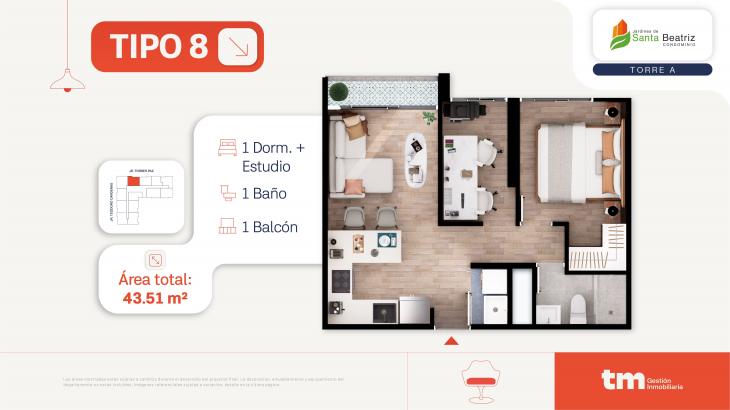 Plano del modelo 8 del proyecto Jardines de  Santa Beatriz tercera etapa en Cercado De Lima