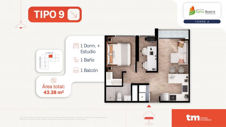 Plano del modelo 9 del proyecto Jardines de  Santa Beatriz tercera etapa en Cercado De Lima