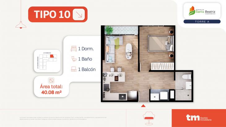 Plano del modelo 10 del proyecto Jardines de  Santa Beatriz tercera etapa en Cercado De Lima