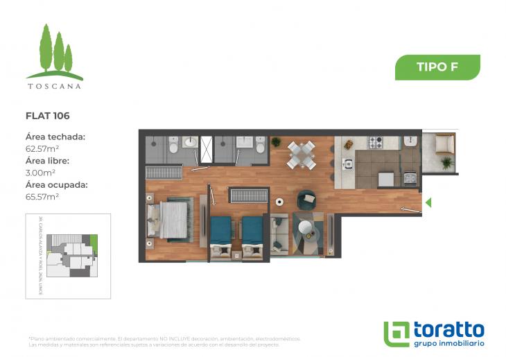 Plano del modelo TIPO F del proyecto TOSCANA en Lince