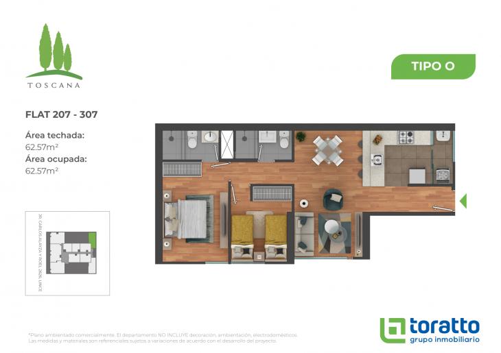 Plano del modelo TIPO O del proyecto TOSCANA en Lince