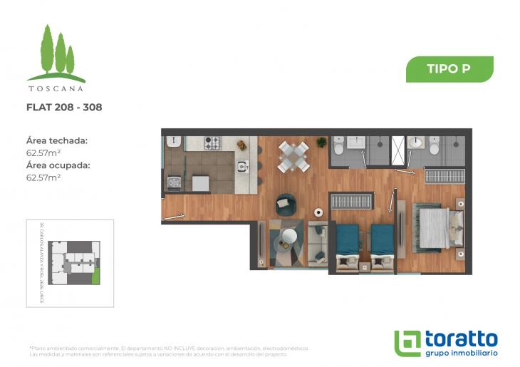 Plano del modelo TIPO P del proyecto TOSCANA en Lince