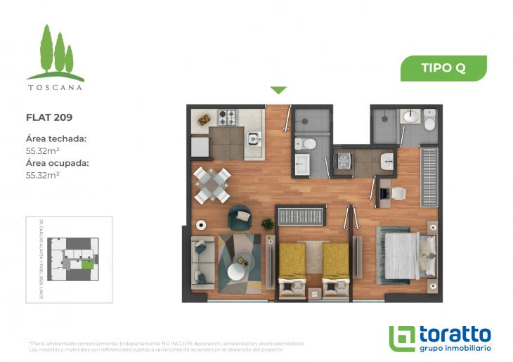 Plano del modelo TIPO Q del proyecto TOSCANA en Lince