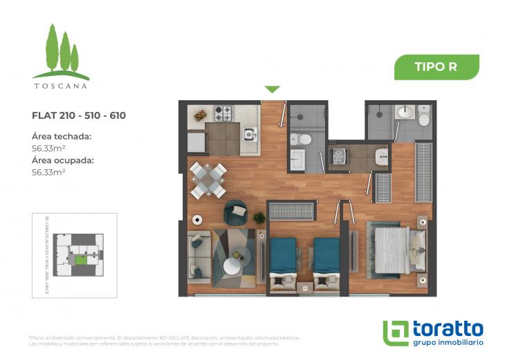 Plano del modelo TIPO R del proyecto TOSCANA en Lince