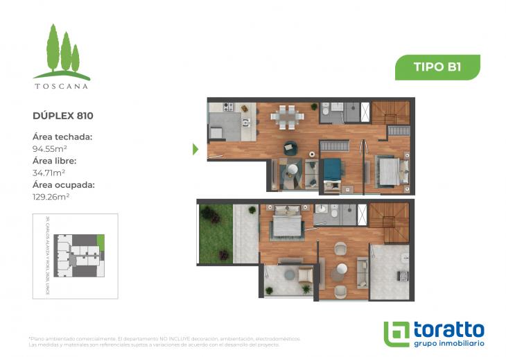 Plano del modelo TIPO B-1 del proyecto TOSCANA en Lince