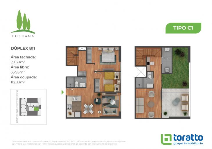 Plano del modelo TIPO C-1 del proyecto TOSCANA en Lince
