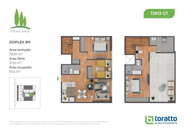 Plano del modelo TIPO C-1 del proyecto TOSCANA en Lince