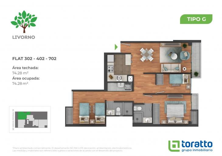 Plano del modelo TIPO G del proyecto LIVORNO en Lince