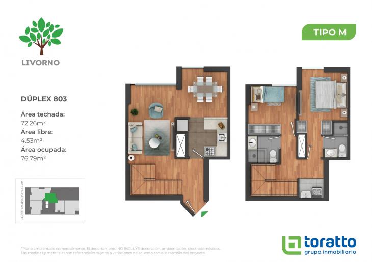 Plano del modelo TIPO M del proyecto LIVORNO en Lince