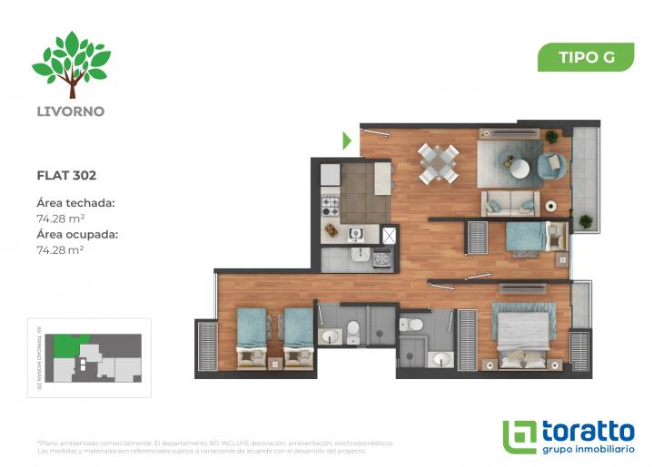 Plano del modelo TIPO G del proyecto LIVORNO en Lince
