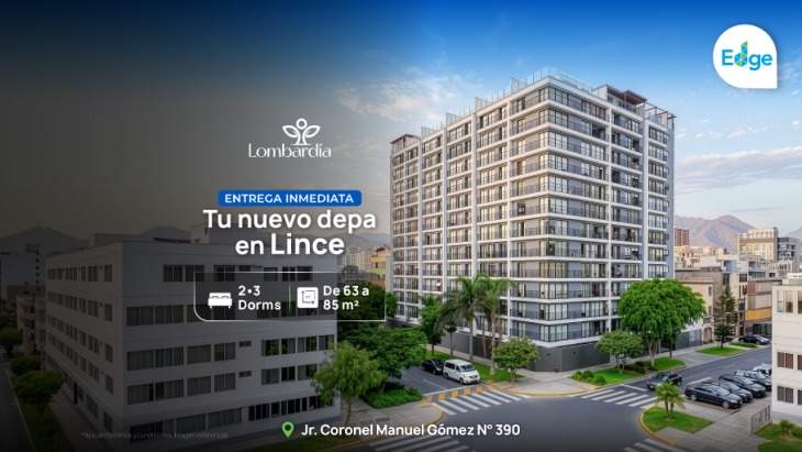Fachada principal del proyecto LOMBARDIA en Lince
