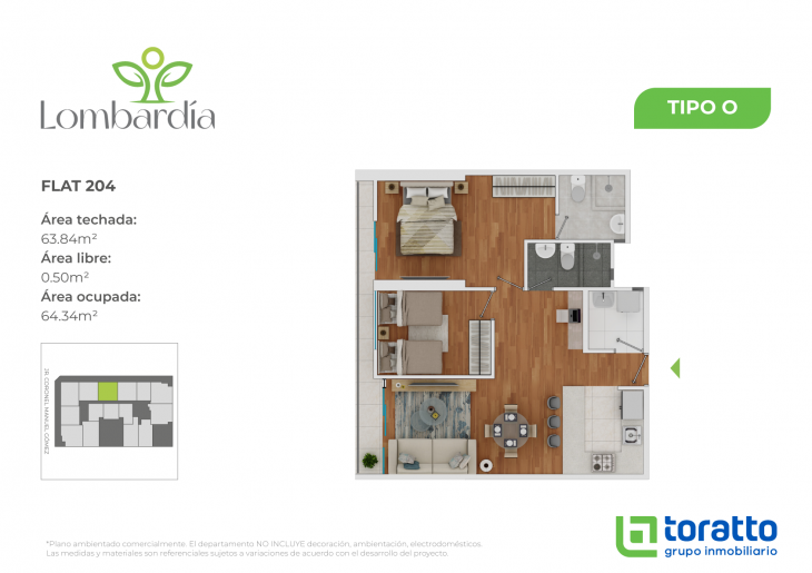 Plano del modelo TIPO O del proyecto LOMBARDIA en Lince
