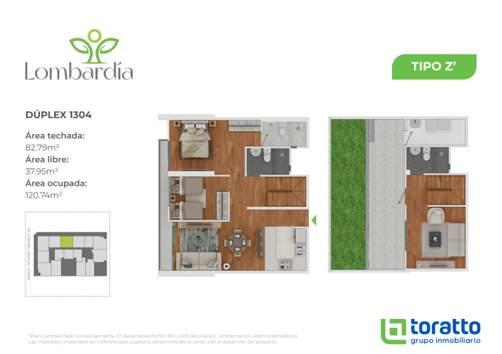 Plano del modelo TIPO Z' del proyecto LOMBARDIA en Lince