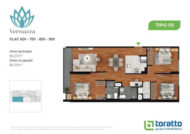 Plano del modelo VER-01 del proyecto VERNAZZA en Jesus Maria