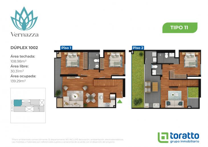Plano del modelo VER-1002 del proyecto VERNAZZA en Jesus Maria