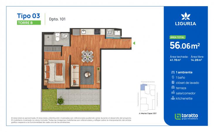 Plano del modelo TIPO 3 del proyecto Liguria en Jesus Maria
