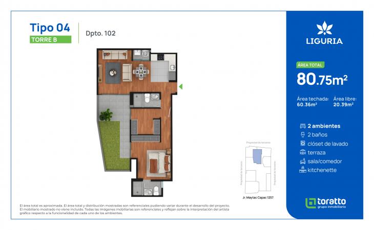 Plano del modelo TIPO 4 del proyecto Liguria en Jesus Maria