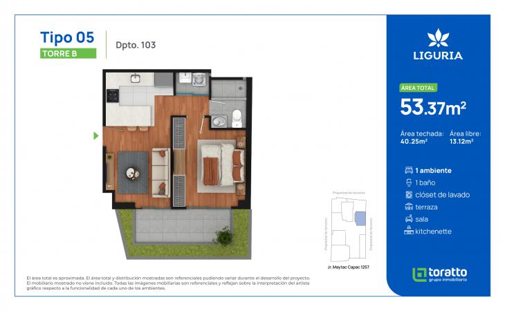 Plano del modelo TIPO 5 del proyecto Liguria en Jesus Maria