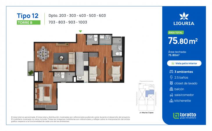 Plano del modelo TIPO 12 del proyecto Liguria en Jesus Maria