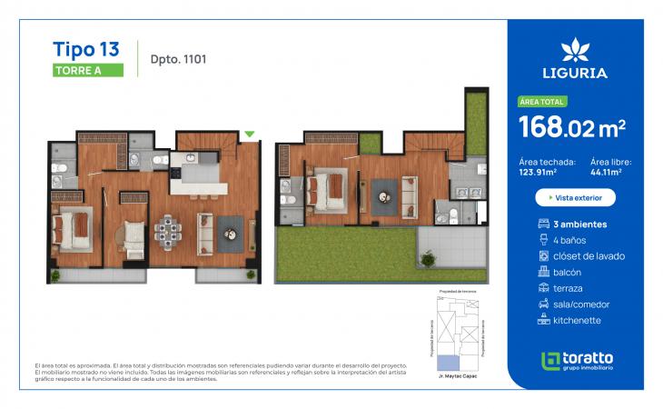 Plano del modelo TIPO 13 del proyecto Liguria en Jesus Maria
