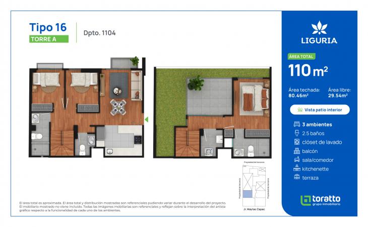 Plano del modelo TIPO 16 del proyecto Liguria en Jesus Maria