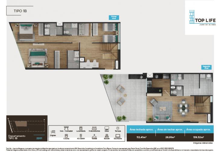 Plano del modelo TIPO 1B del proyecto TOP LIFE JUAN DE ALIAGA en Magdalena Del Mar