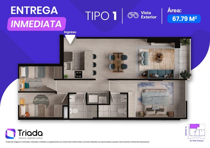 Plano del modelo TIPO 1 del proyecto TOWER 27 en Lince