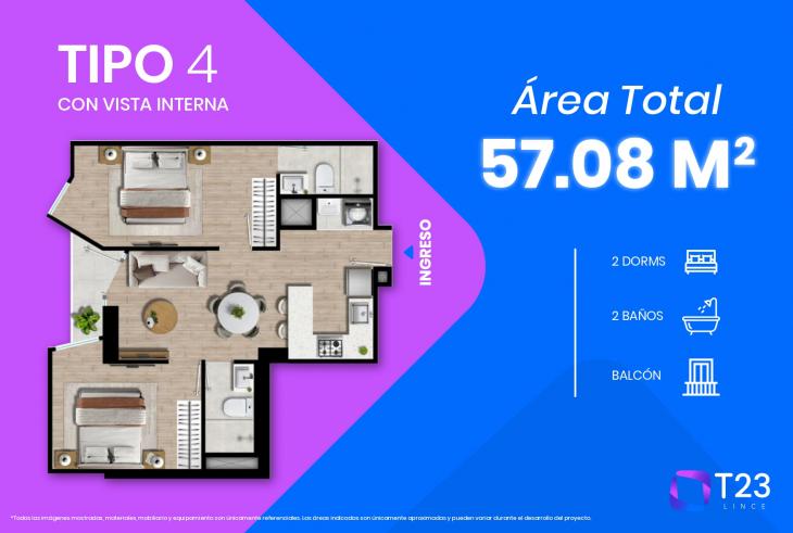 Plano del modelo TIPO 4 del proyecto T23 en Lince
