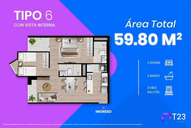 Plano del modelo TIPO 6 del proyecto T23 en Lince