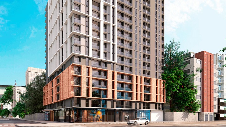 Fachada principal del proyecto Madison Park en San Miguel