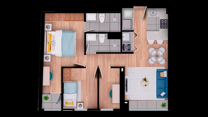 Plano del modelo TIPO 1 del proyecto Madison Park en San Miguel