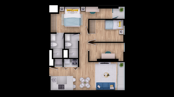 Plano del modelo TIPO 16 del proyecto Madison Park en San Miguel