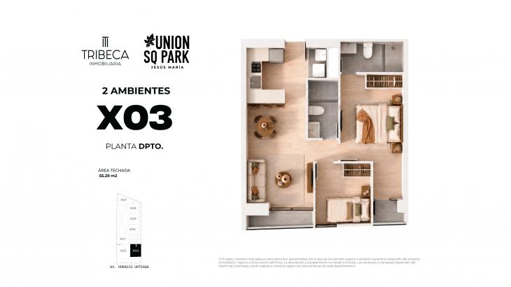 Plano del modelo TIPO 03 del proyecto Union Sq Park en Jesus Maria