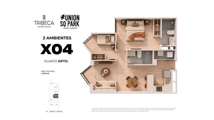 Plano del modelo TIPO 04 del proyecto Union Sq Park en Jesus Maria