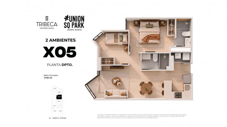 Plano del modelo TIPO 05 del proyecto Union Sq Park en Jesus Maria