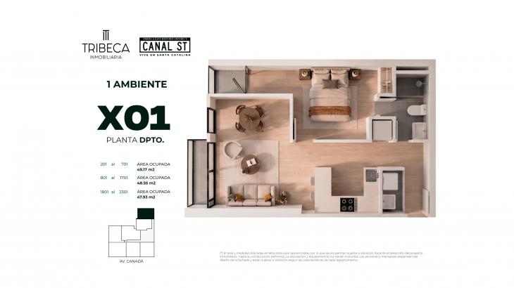 Plano del modelo TIPO 01 del proyecto Canal Street en La Victoria