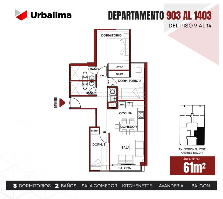 Plano del modelo 903 del proyecto INSPIRIA en San Miguel