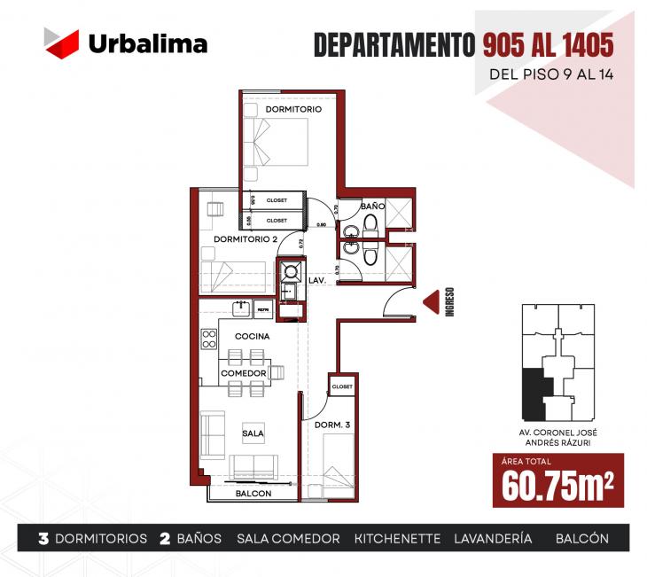 Plano del modelo 905 del proyecto INSPIRIA en San Miguel