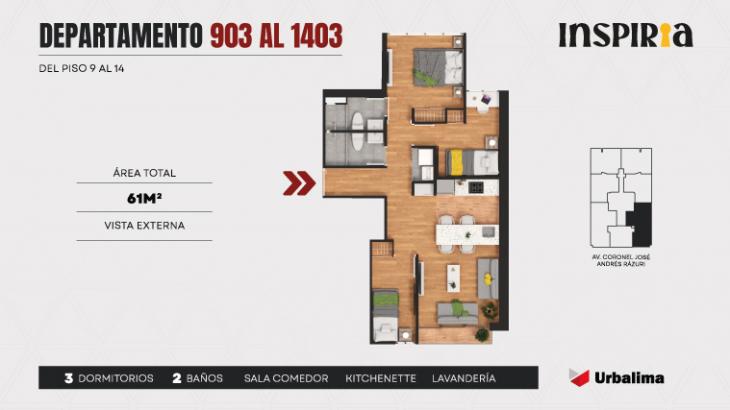 Plano del modelo 903 del proyecto INSPIRIA en San Miguel