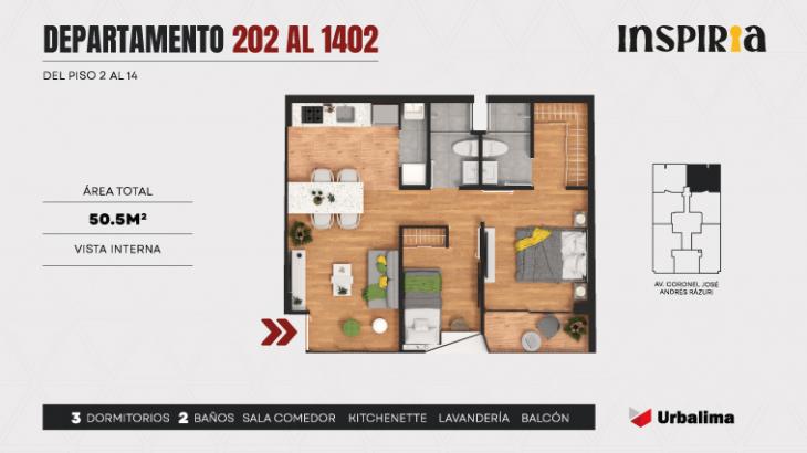Plano del modelo 402 del proyecto INSPIRIA en San Miguel