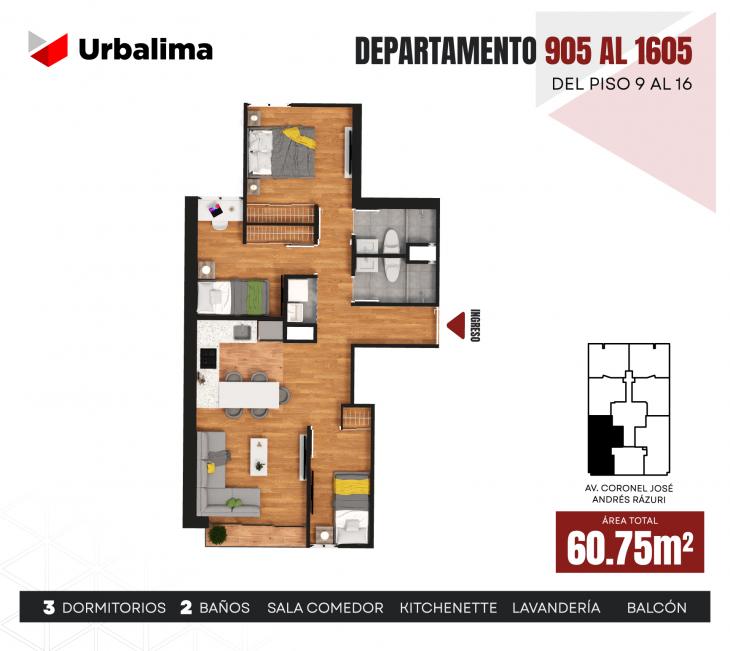 Plano del modelo 905 del proyecto INSPIRIA en San Miguel