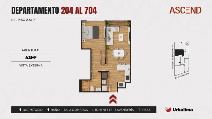 Plano del modelo X04 del proyecto ASCEND en Santiago De Surco