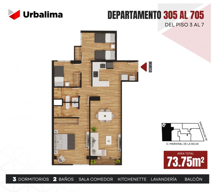 Plano del modelo X05 del proyecto ASCEND en Santiago De Surco