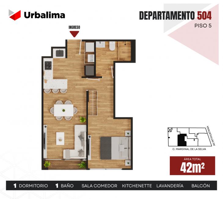Plano del modelo X04 del proyecto ASCEND en Santiago De Surco