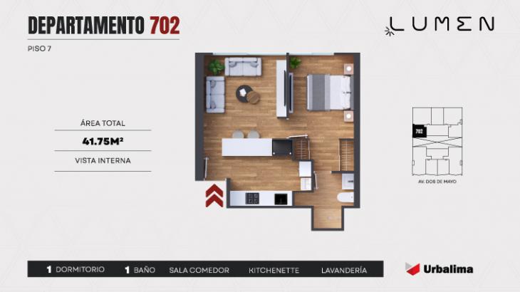 Plano del modelo DEPARTAMENTO 702 del proyecto LUMEN en Lince