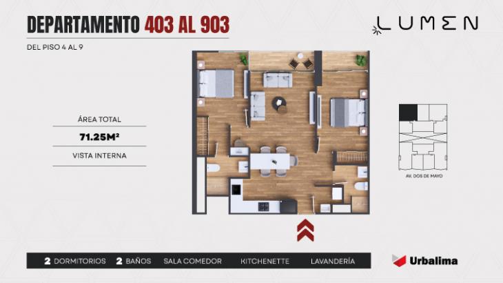 Plano del modelo DEPARTAMENTO 403 AL 903 del proyecto LUMEN en Lince
