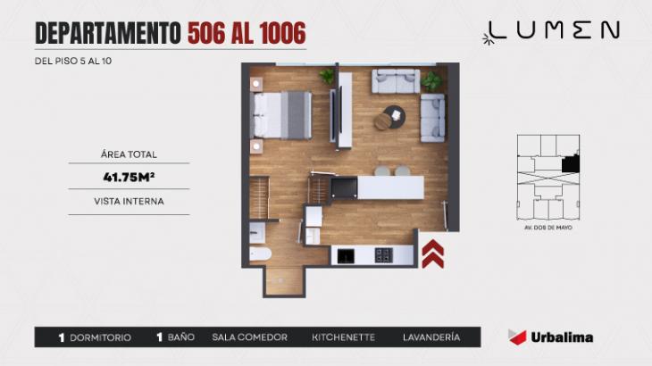 Plano del modelo DEPARTAMENTO 506 AL 1006 del proyecto LUMEN en Lince