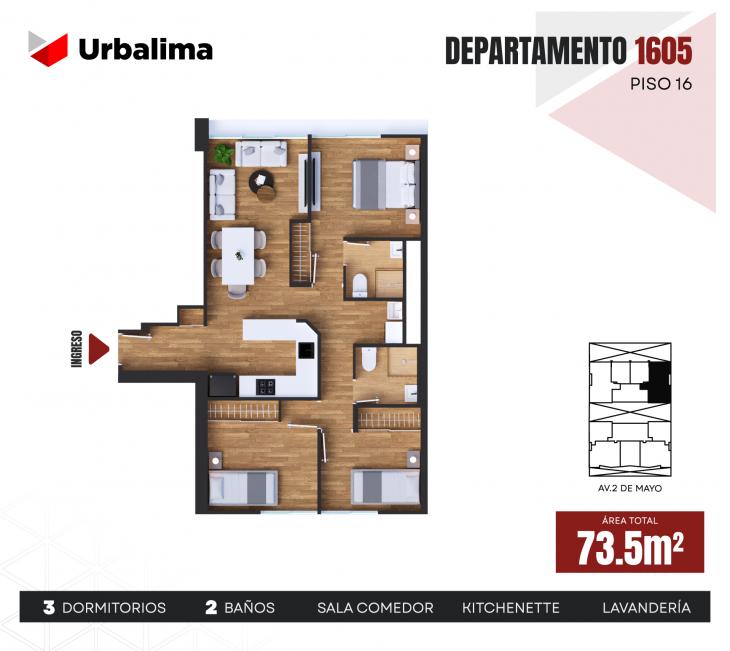 Plano del modelo 1605 del proyecto LUMEN en Lince