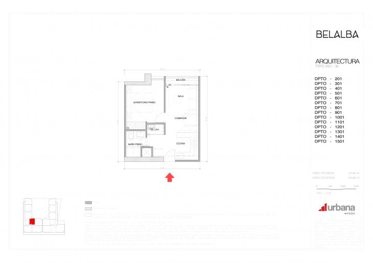 Plano del modelo B-X01 del proyecto Belalba en Pueblo Libre